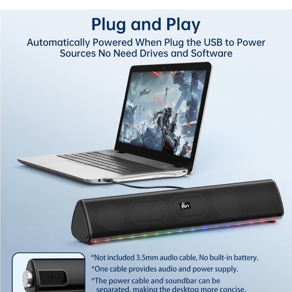 Computer Speakers, Bluetooth Desktop Speakers - Picture 4 of 9